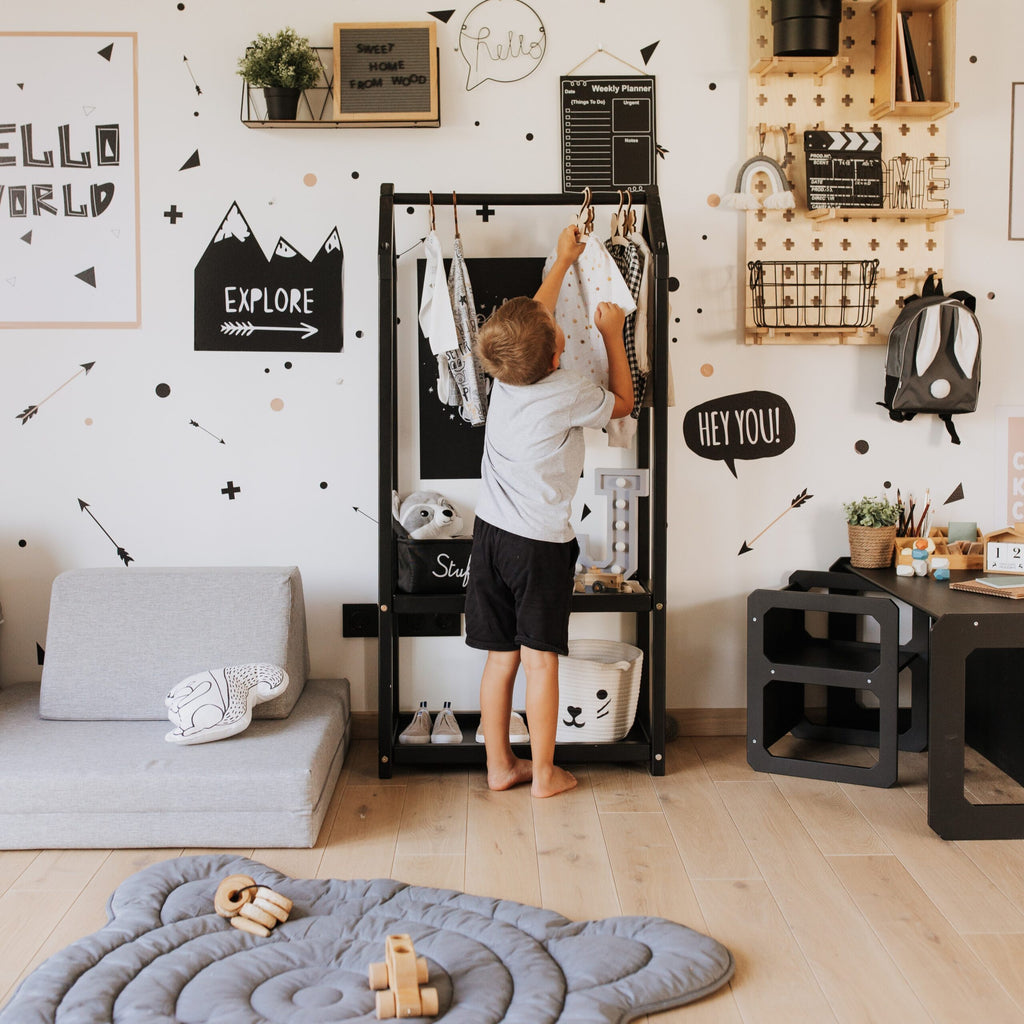 House Shaped Clothing Rack – Montessori Style Kids’ Organizer by Montessori House Bed at www.brixbailey.com