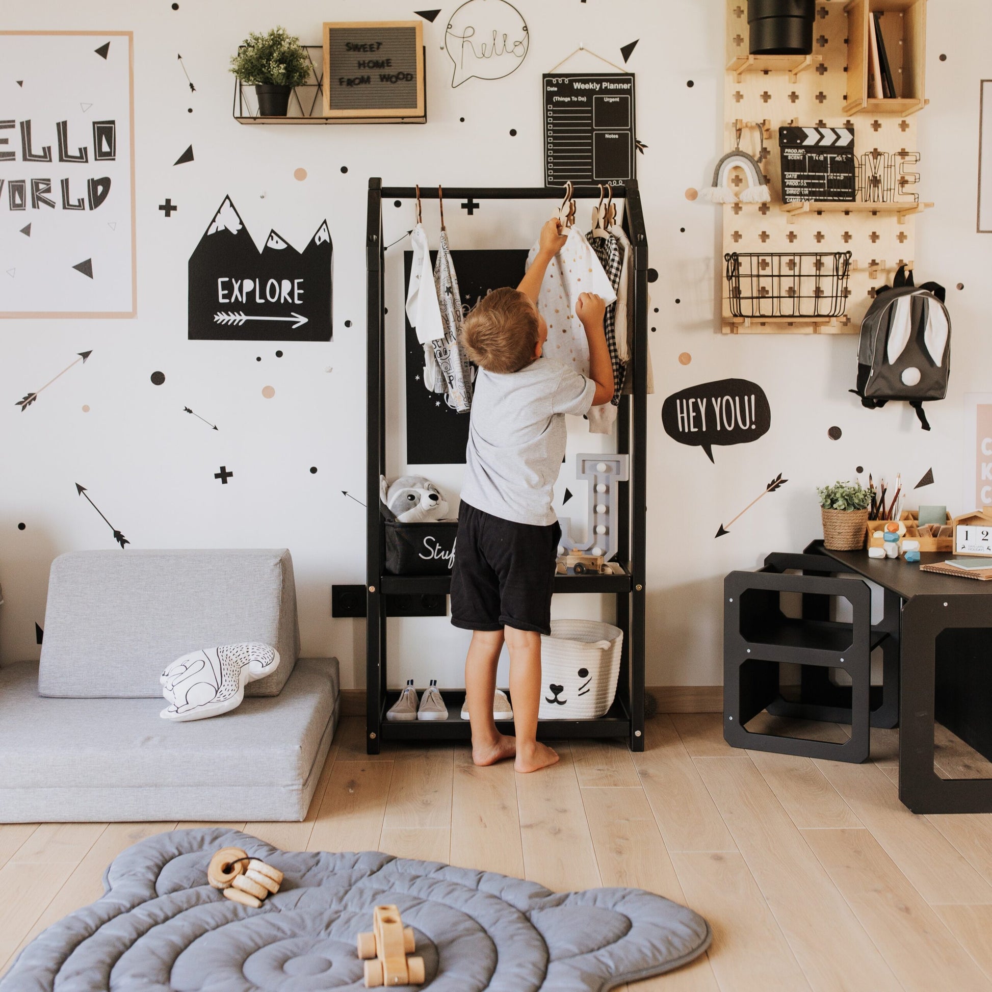 House Shaped Clothing Rack – Montessori Style Kids’ Organizer by Montessori House Bed at www.brixbailey.com