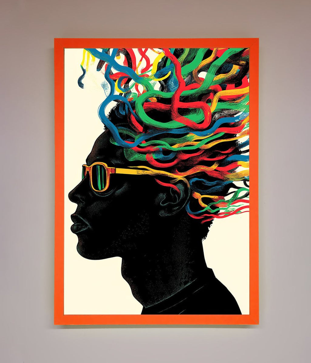 Multicolour Noodle Hair Framed Print