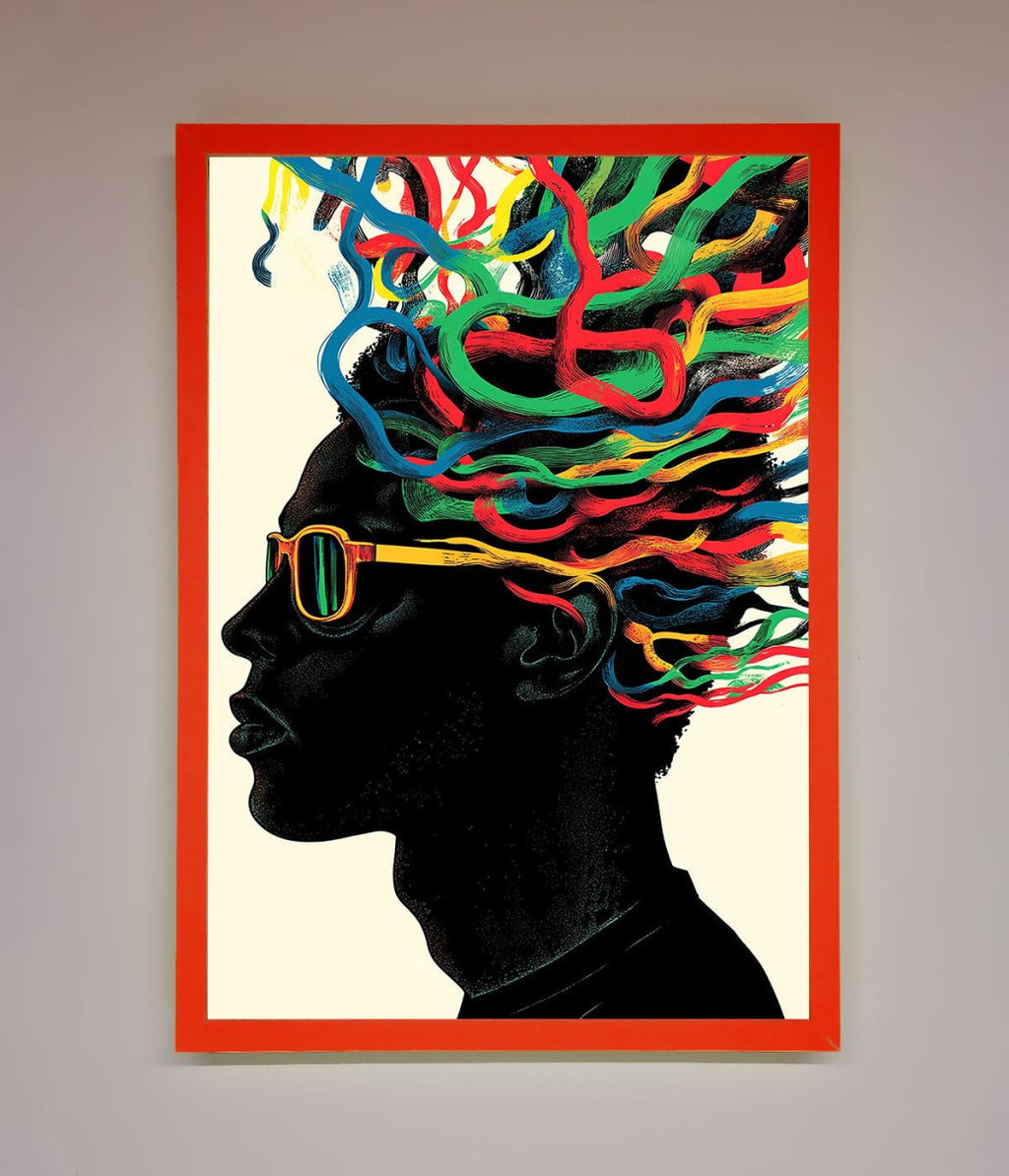 Multicolour Noodle Hair Framed Print