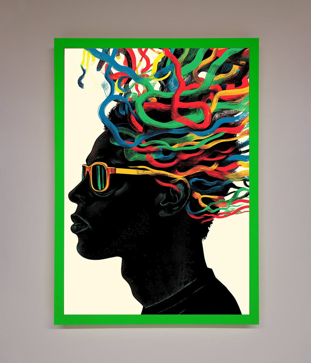 Multicolour Noodle Hair Framed Print