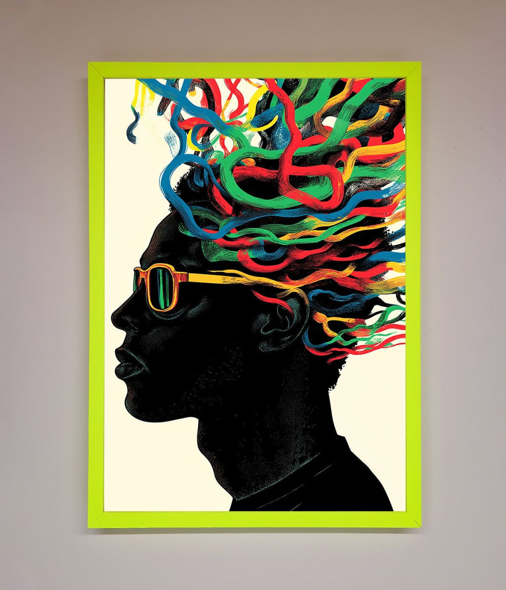 Multicolour Noodle Hair Framed Print