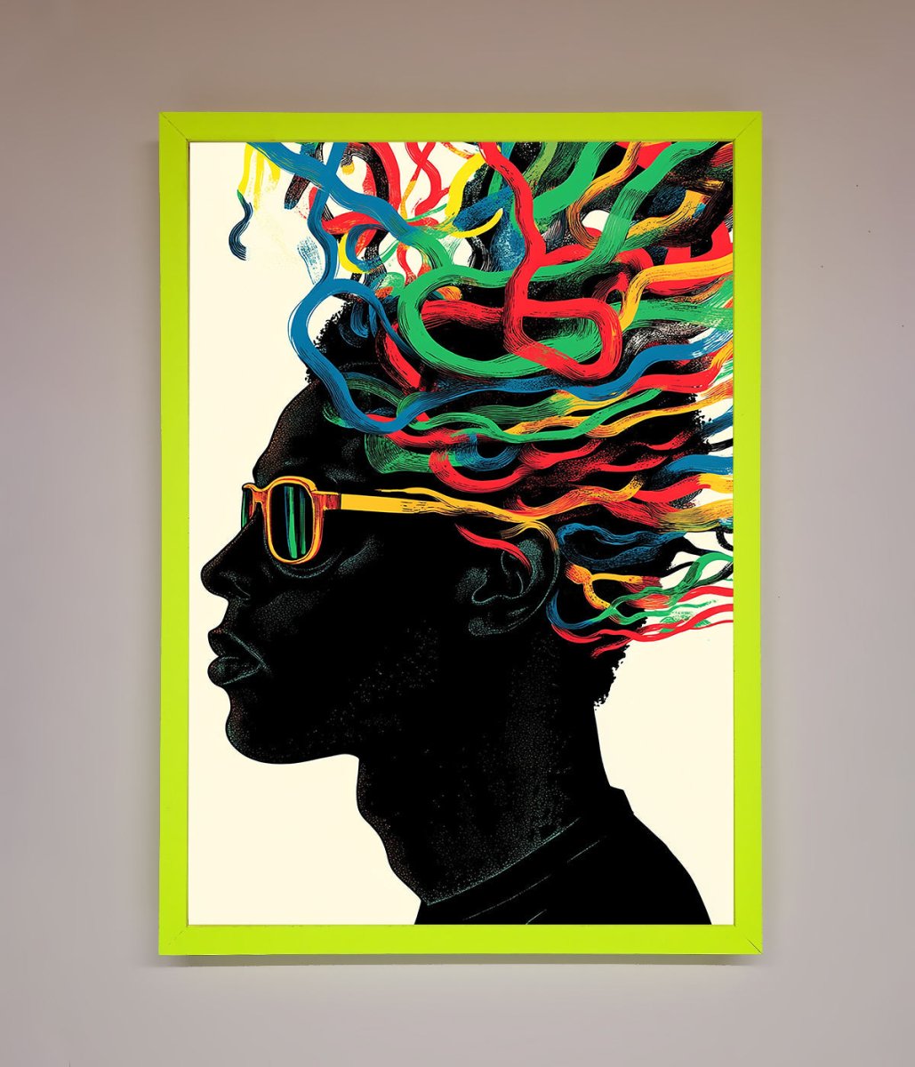 Multicolour Noodle Hair Framed Print