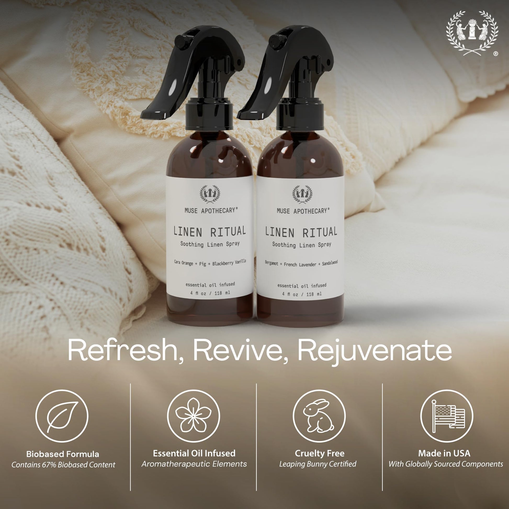 Linen Ritual Linen Mist Aromatherapy 8 oz 2 Pack