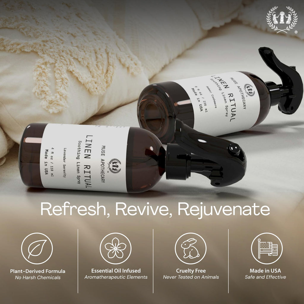 Linen Ritual Aromatic Linen Mist for Fabrics and Laundry 8 oz Amber Cashmere 2 Pack