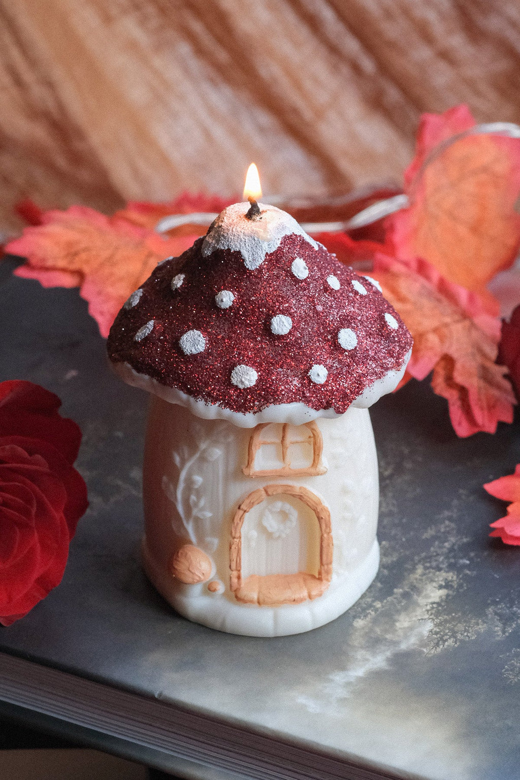 Mushroom House Candle Handmade Soy Wax