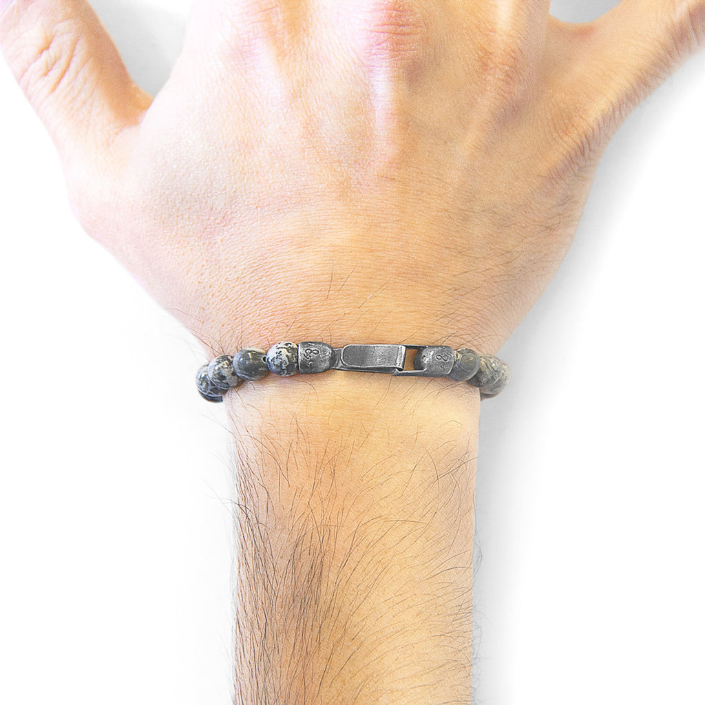 Discover Elegance with the Grey Jasper Nachi Silver & Stone Beaded Bracelet by ANCHOR & CREW at www.brixbailey.com