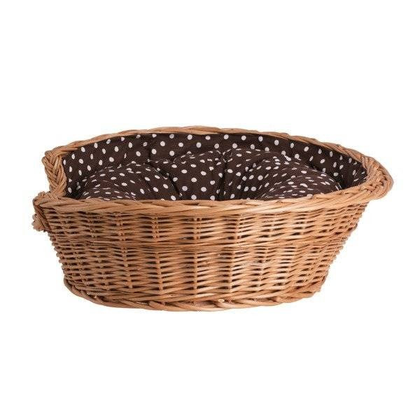 Natural Wicker Dog Bed Poppy With Cushion, 75x57 cm