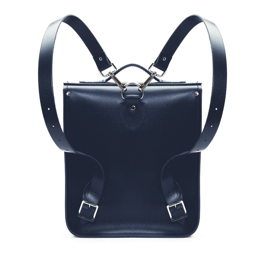Handmade Leather City Backpack Navy Blue