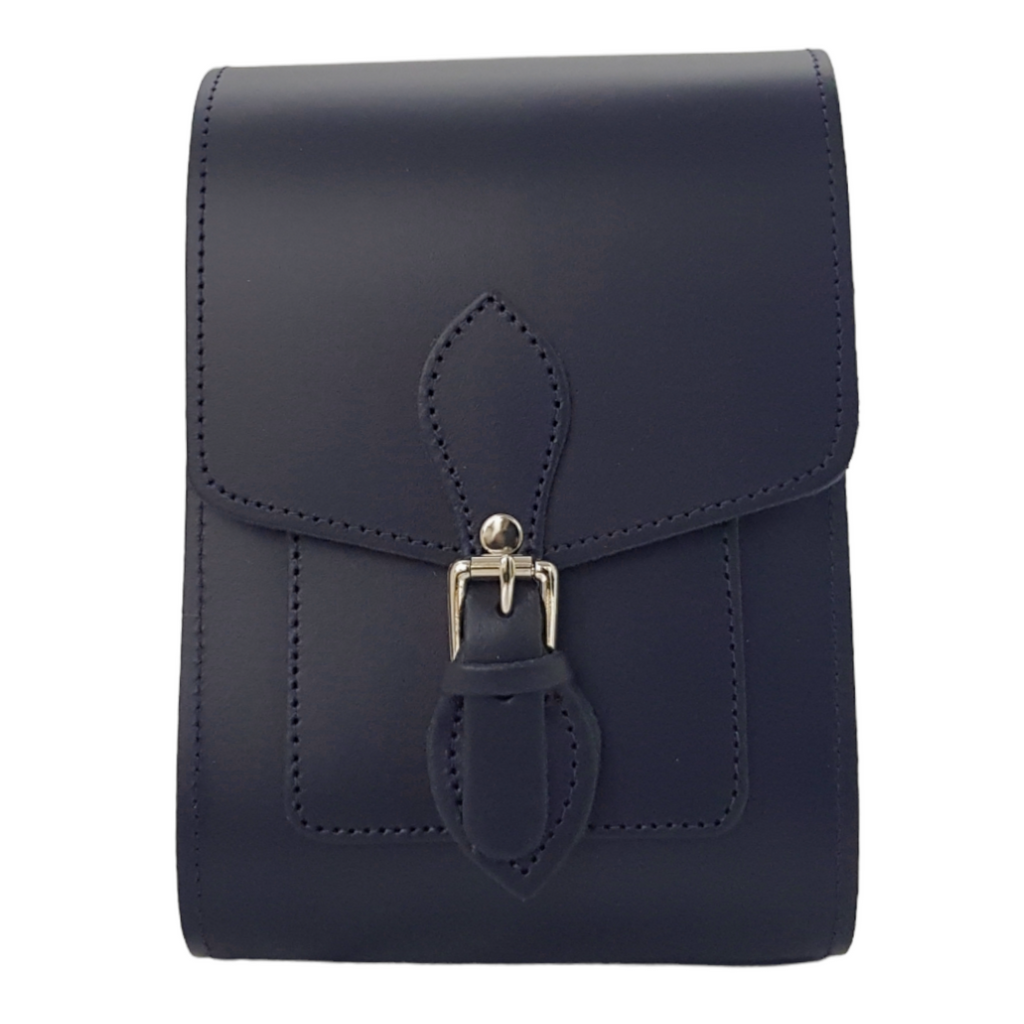 Handmade Leather Festival Phone Bag Navy Blue