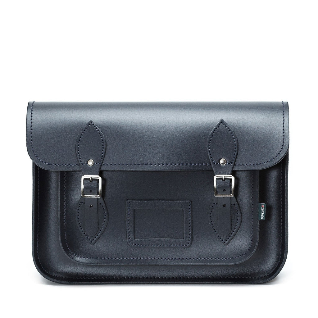 Handmade Leather Satchel Navy Blue