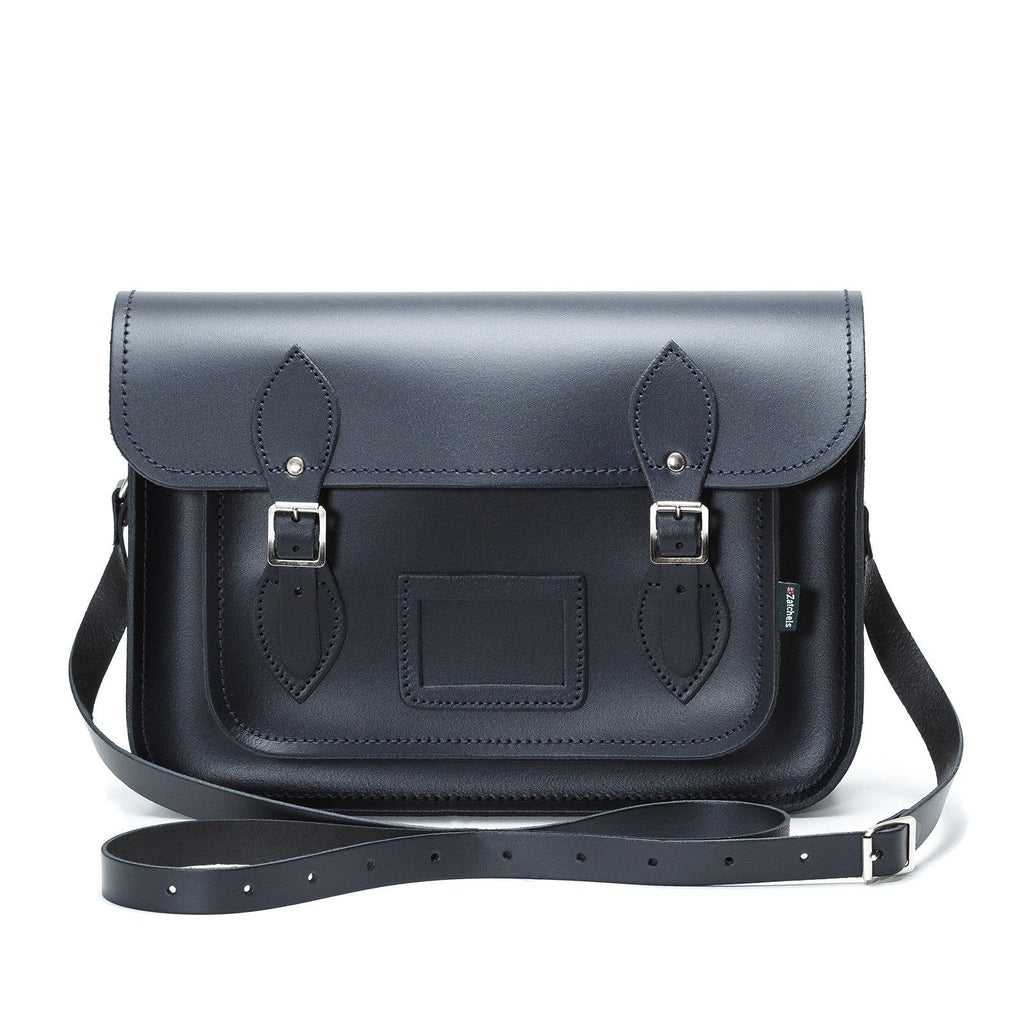 Handmade Leather Satchel Navy Blue