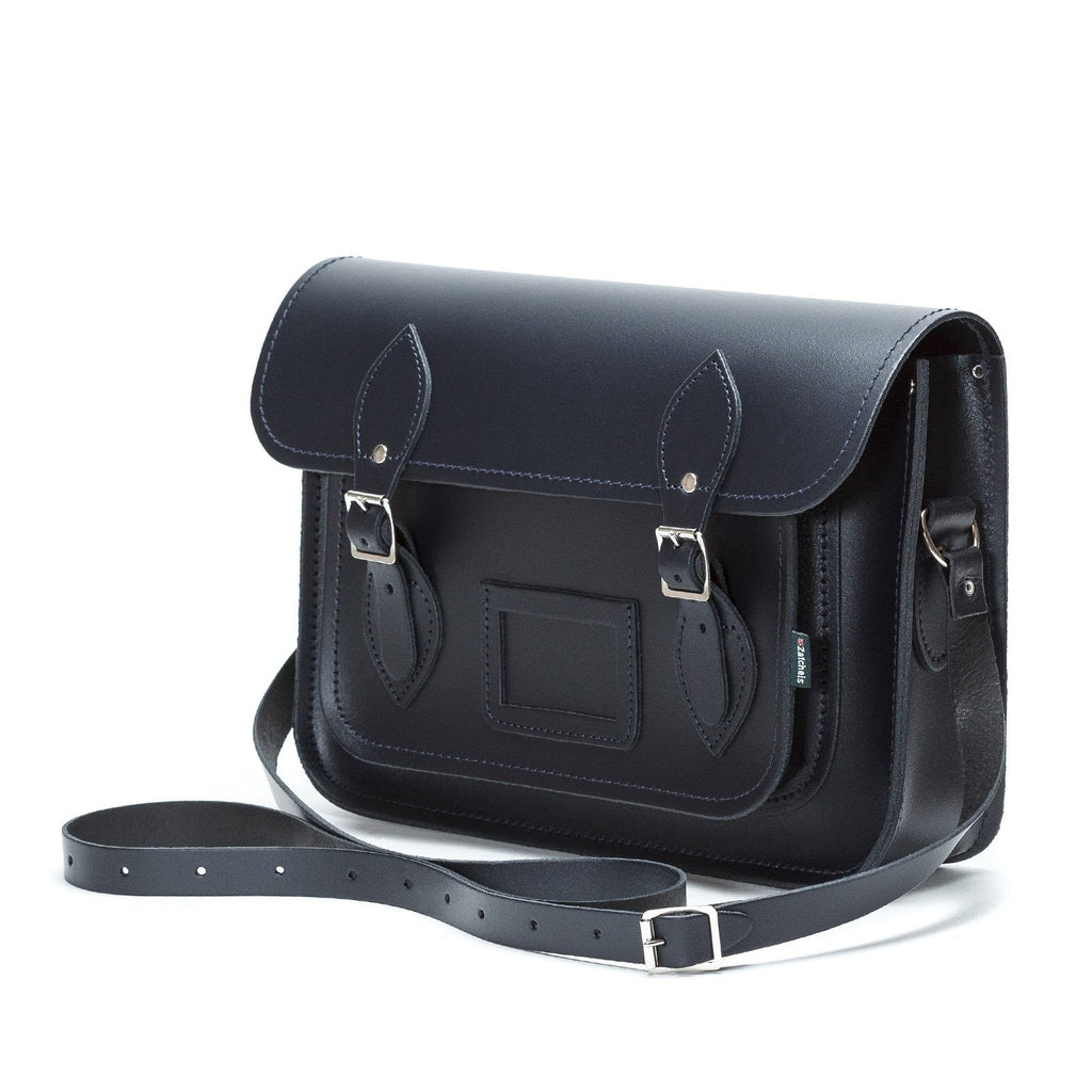 Handmade Leather Satchel Navy Blue