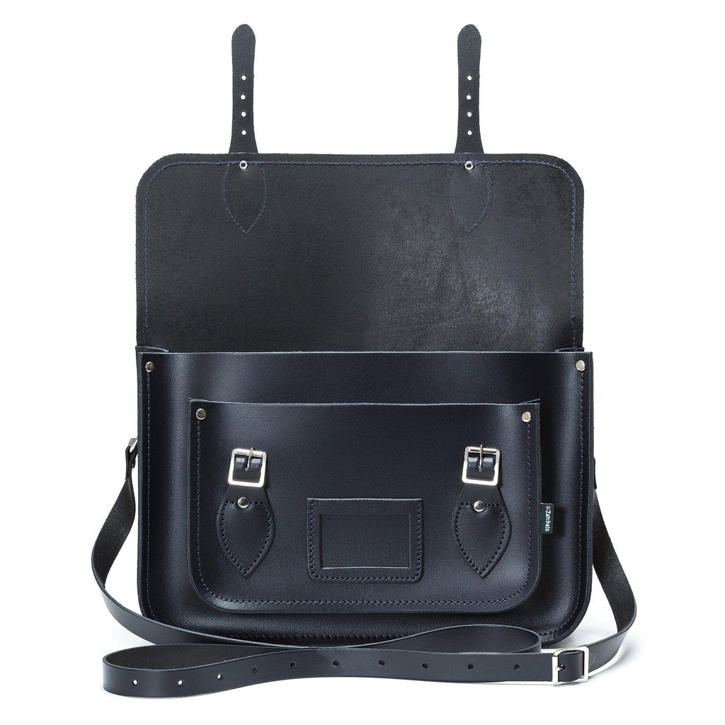Handmade Leather Satchel Navy Blue