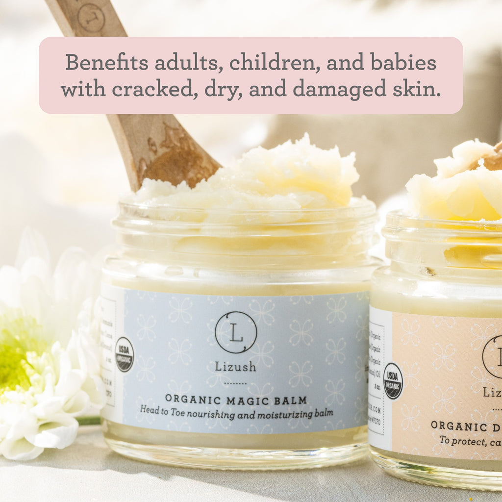 functional pregnancy gift box open showing magic balm and lavender soap for mom-to-be self-care
