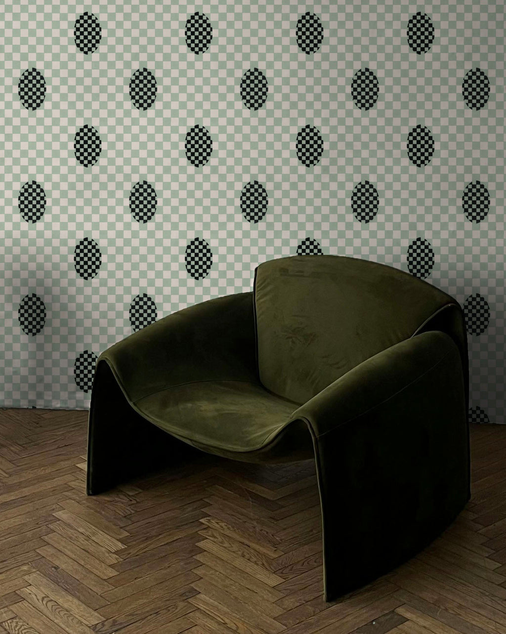 Deco Checkers Seafoam Bliss Wallpaper