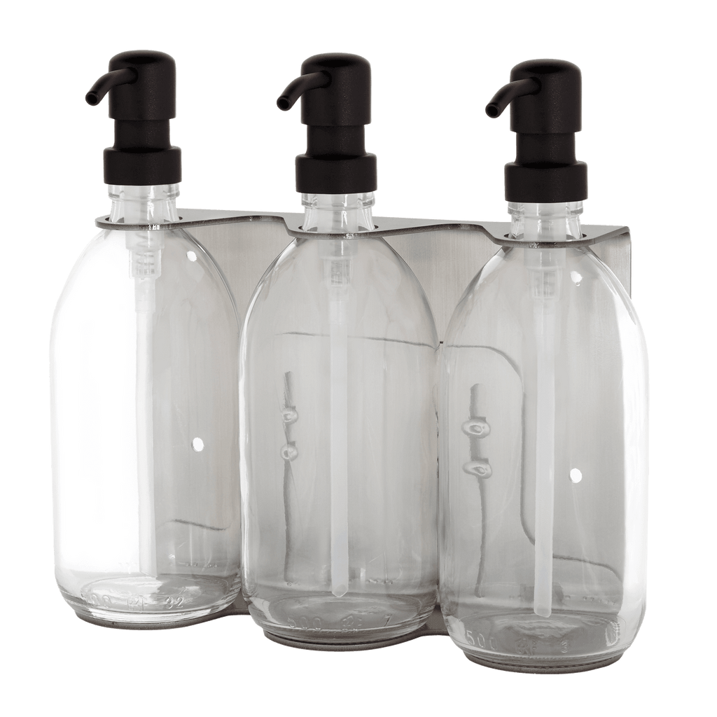 Triple Wall Mounted Soap Dispenser in Nickel