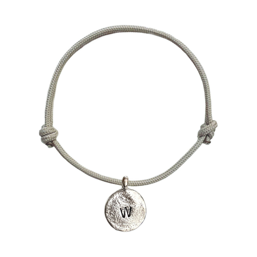 Personalised New Moon Rope Bracelet in Sterling Silver