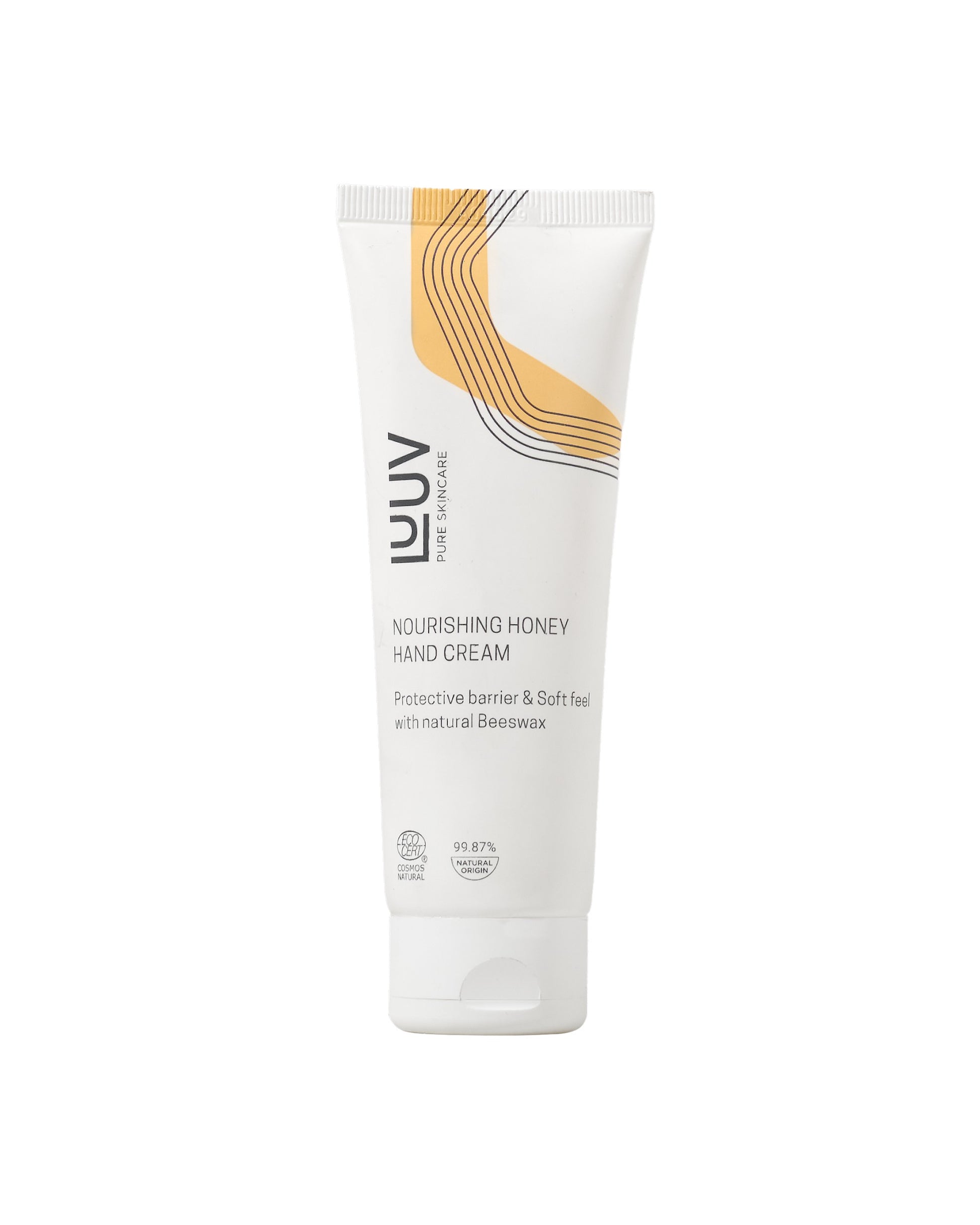 a bold close-up of nourishing honey hand cream with rich mango butter and a golden honey glow