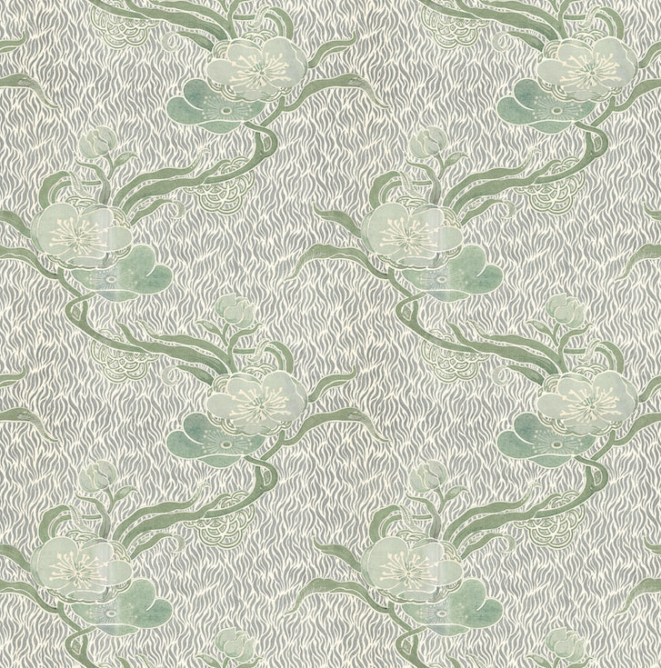 Nouveau Blossom Verte Wallpaper