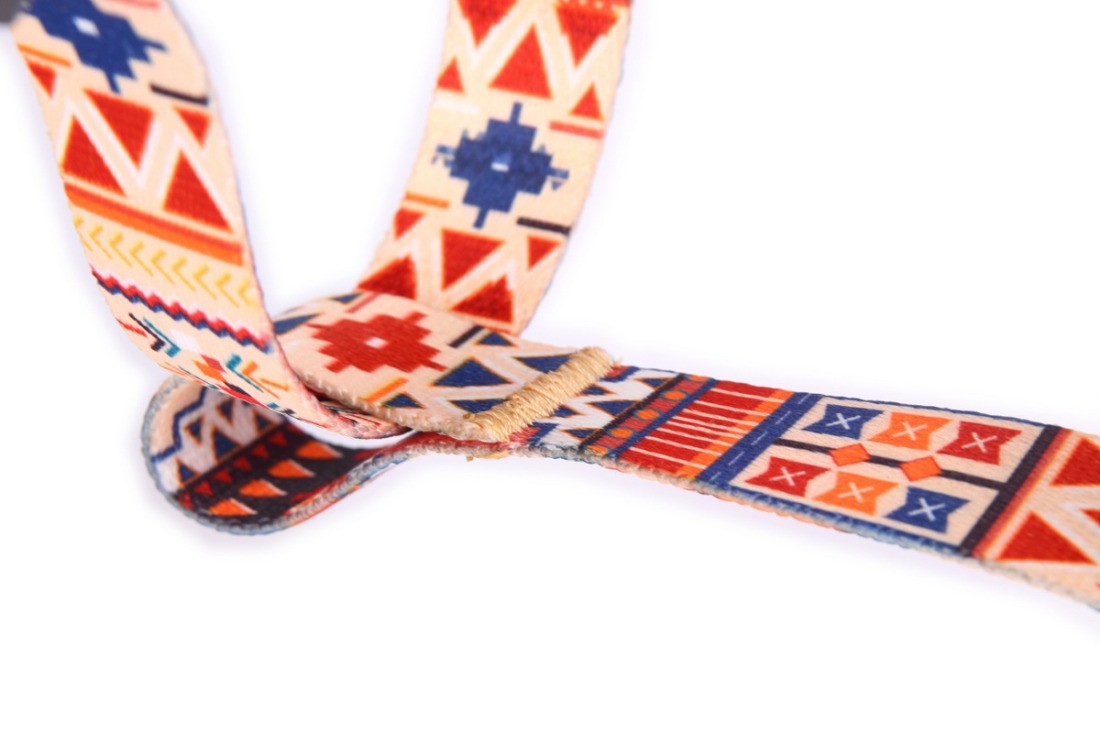 functional boho dog harness with quick-release buckle and durable nylon webbing