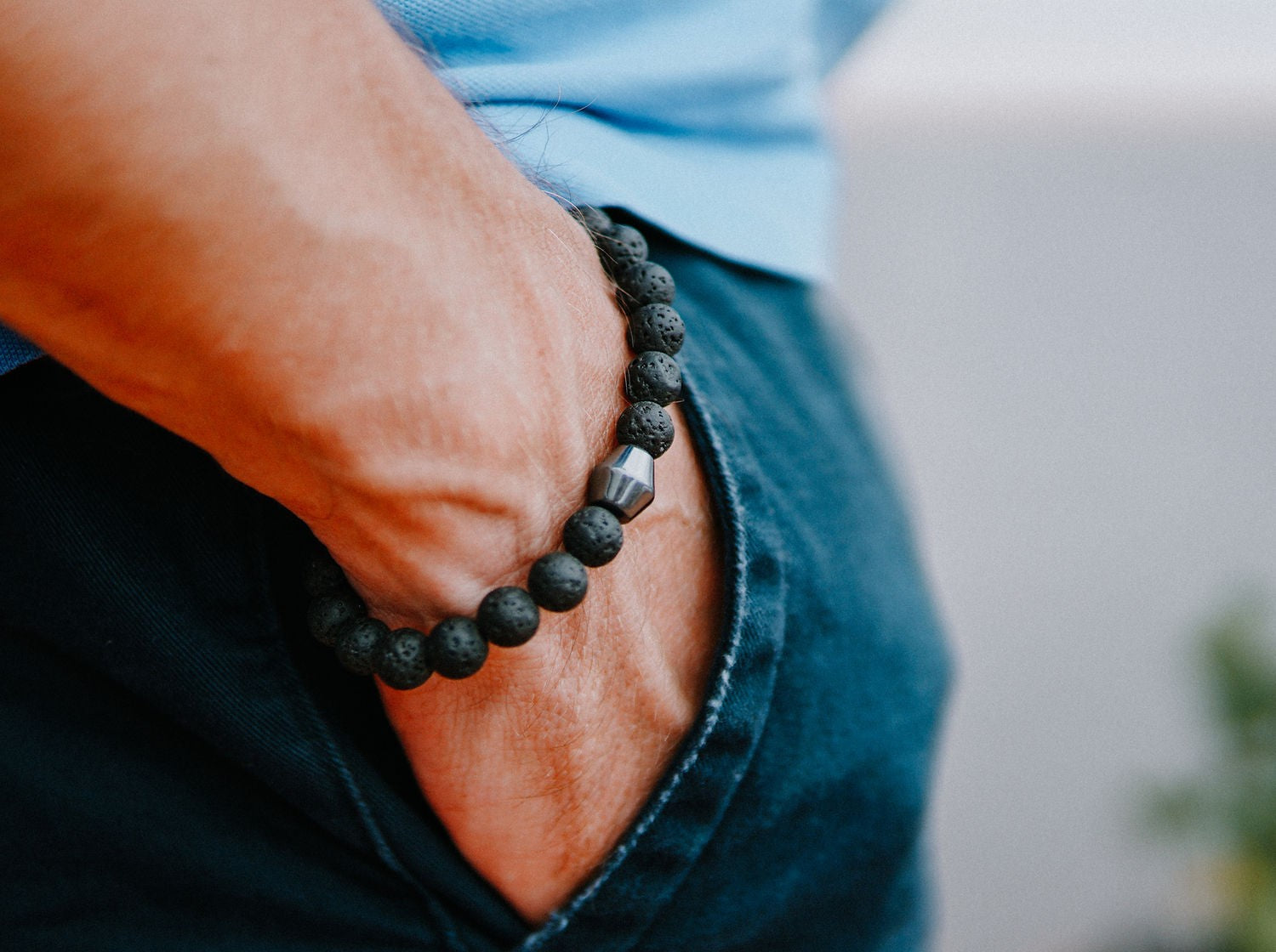 Obsidian Lava Stone Bracelet