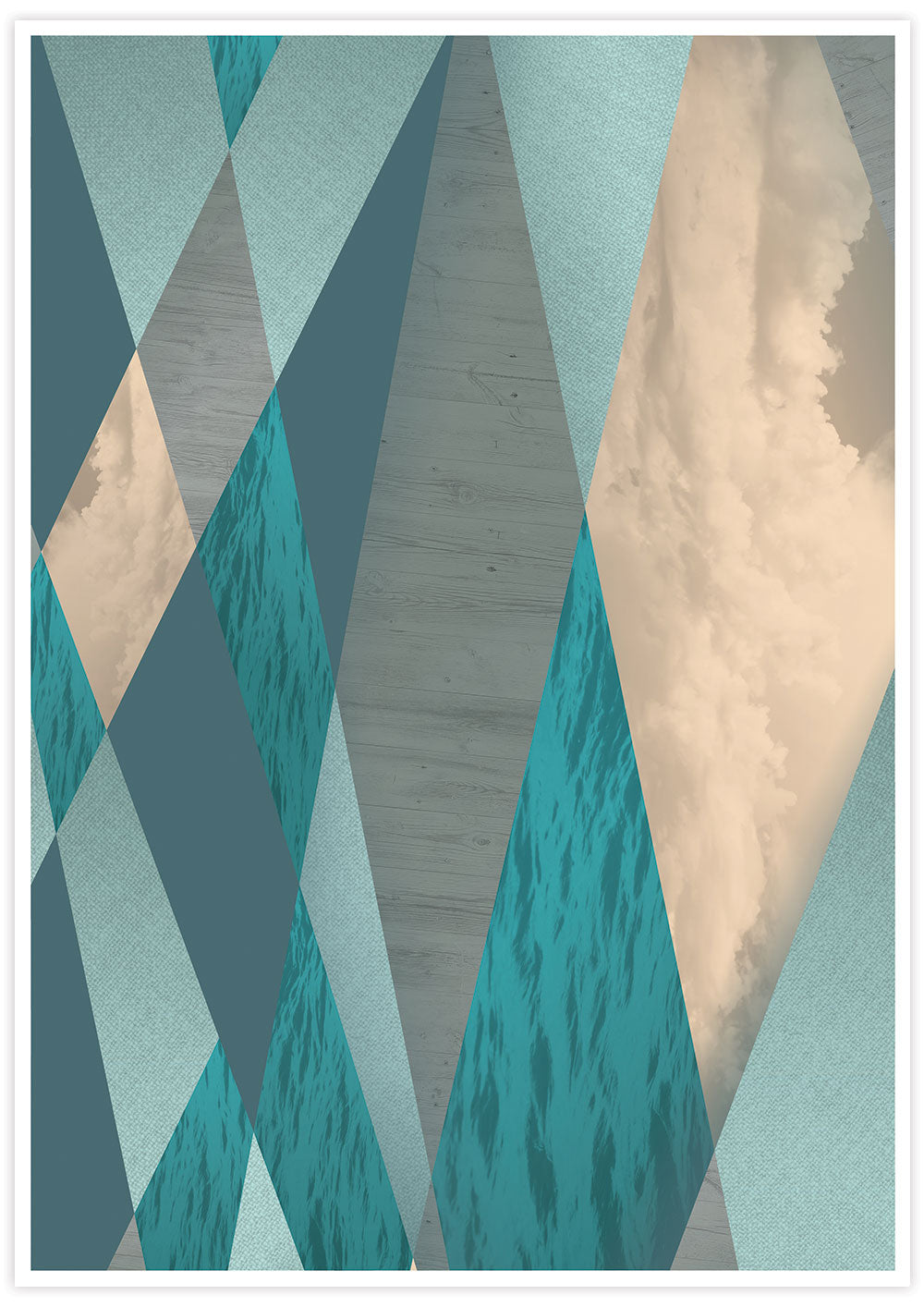 Geometric Ocean Print in Natural Tones