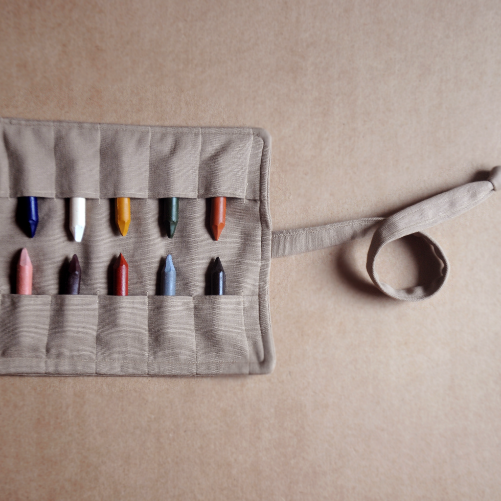 Natural Beeswax Oil Pastels Set of 10 in Cotton Roll
