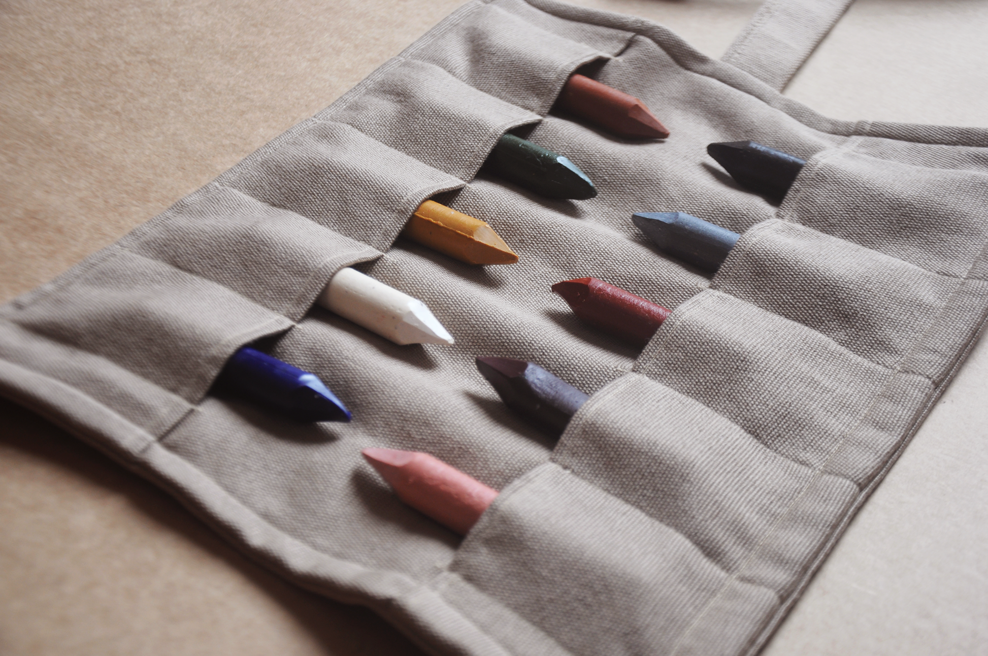 Natural Beeswax Oil Pastels Set of 10 in Cotton Roll