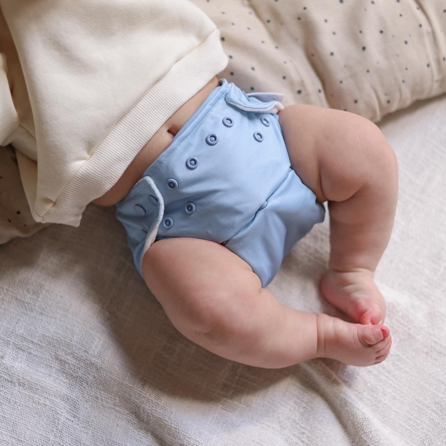 One Size Reusable Cloth Nappy in Dusty Blue