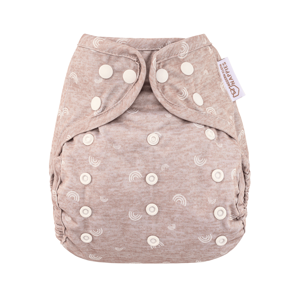 One Size Reusable Cloth Nappy Wrap in Rainbow Oatmeal