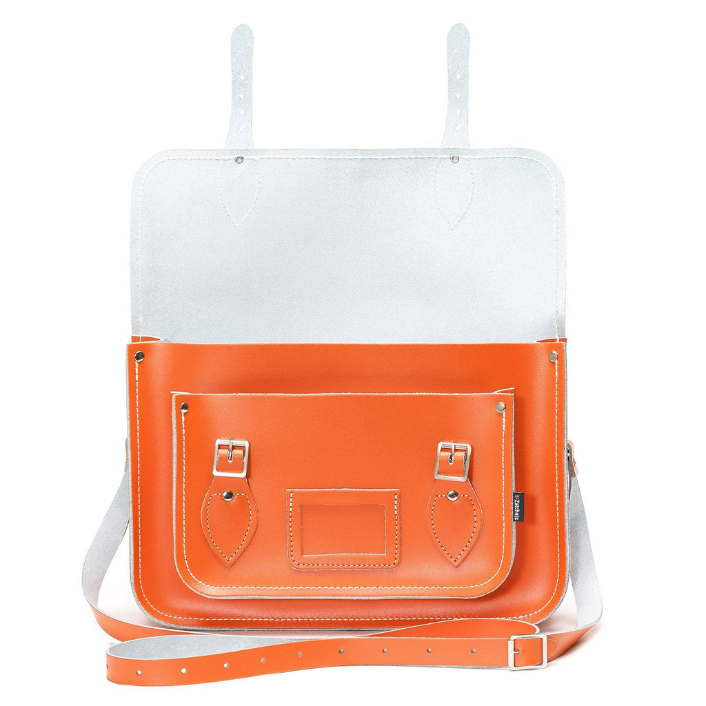 Handmade Leather Satchel in Orange