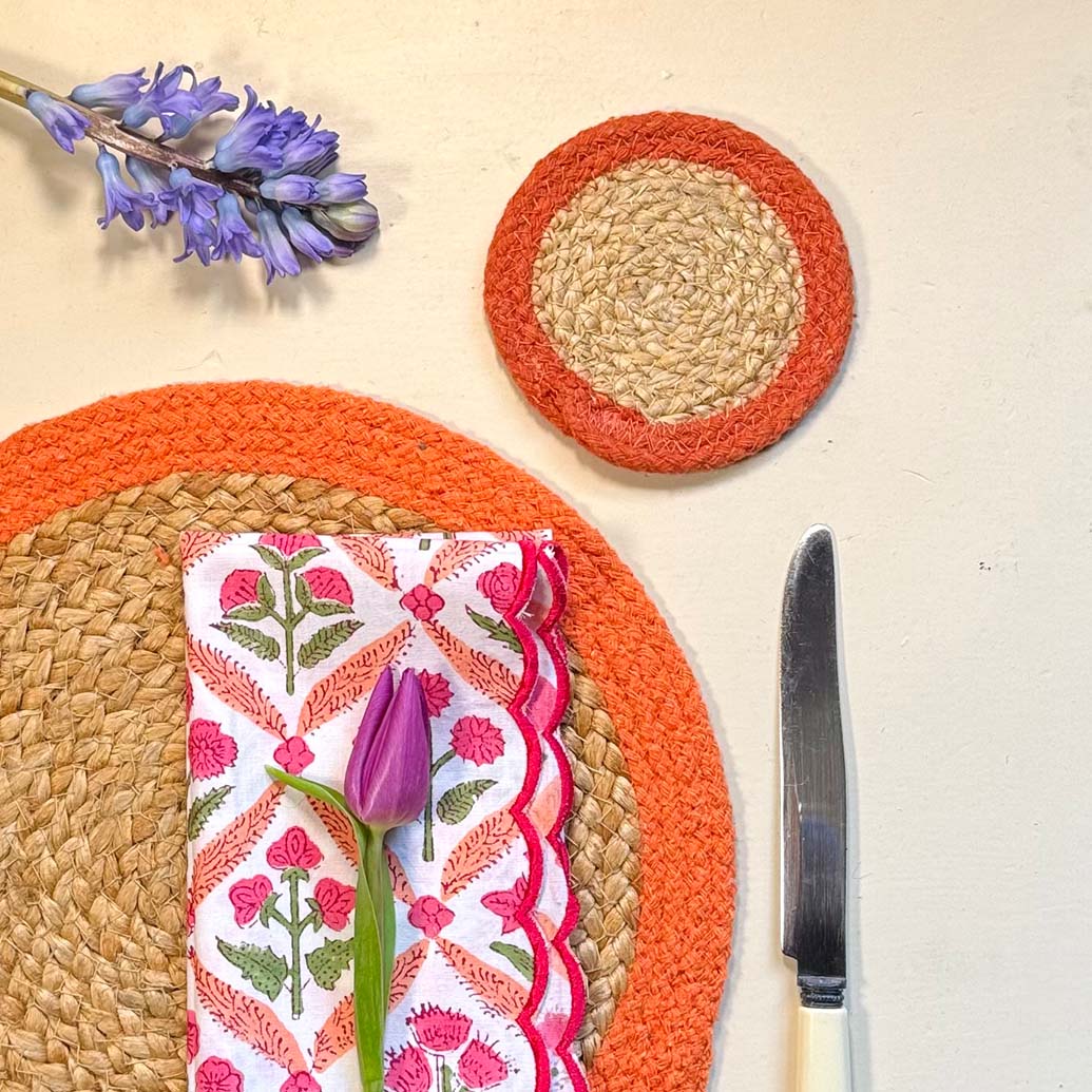 Seagrass Coasters - Orange (set of 4)