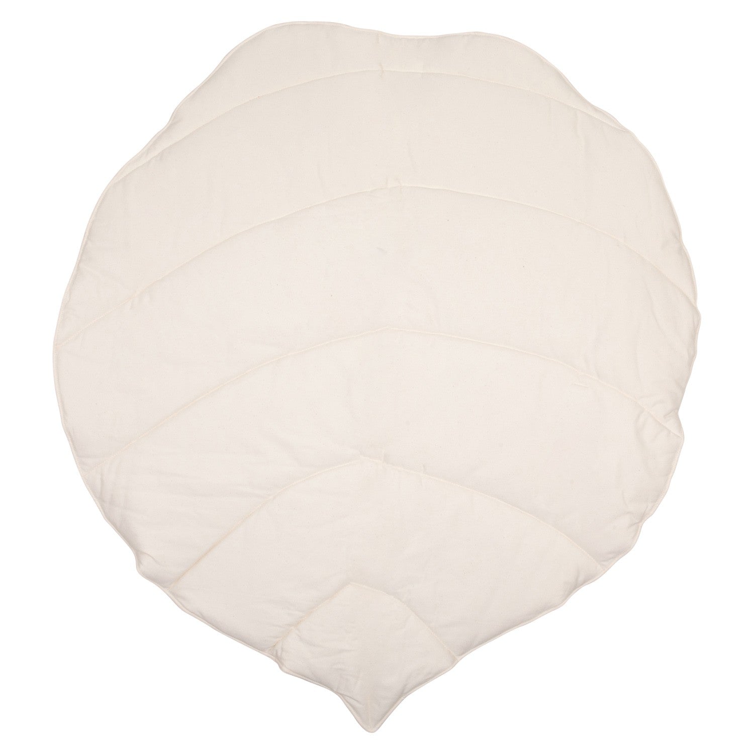 close-up of the ginkgo leaf playmat's soft sand-colored linen texture and handcrafted stitching