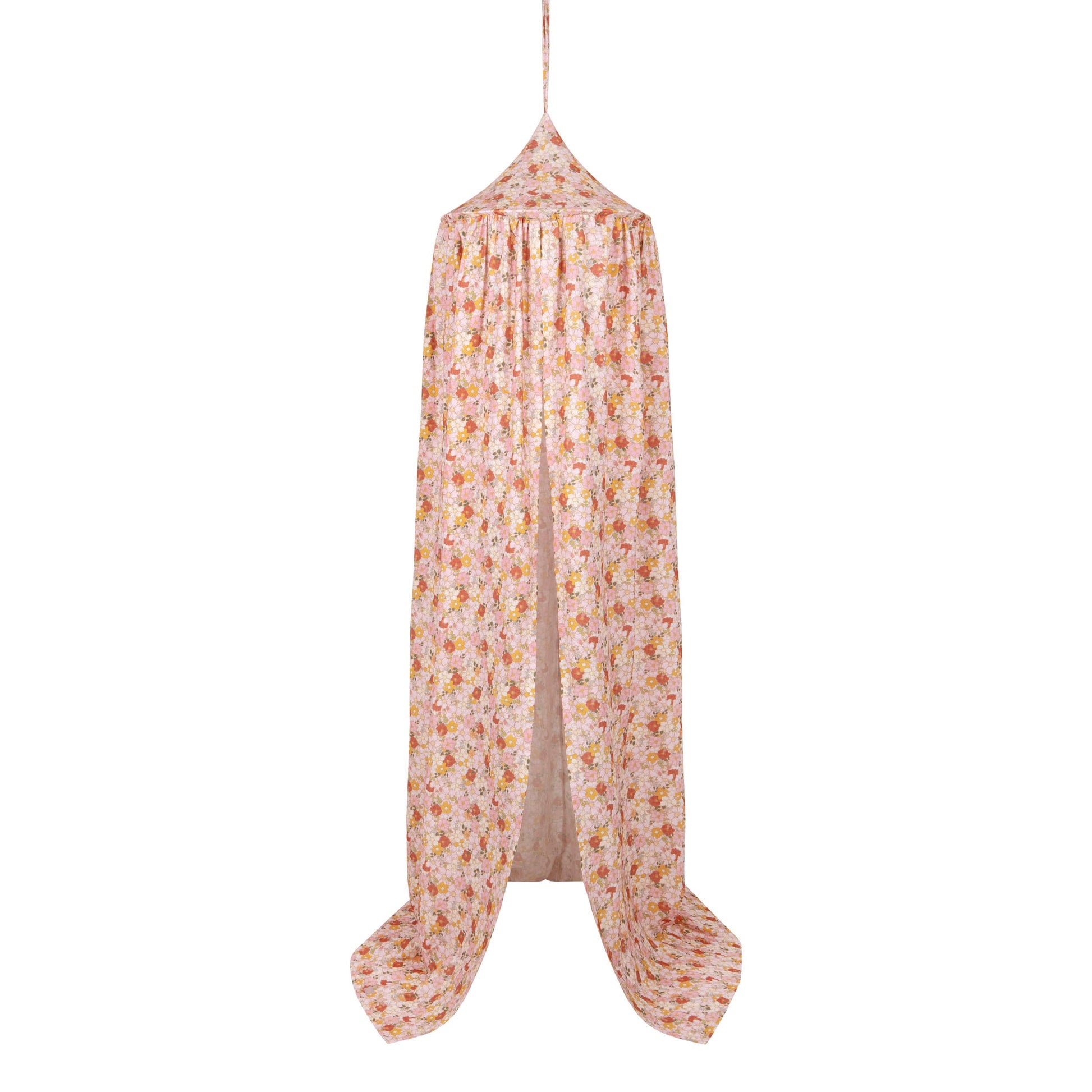 mint organic cotton canopy draped over a bed with soft morning light filtering through