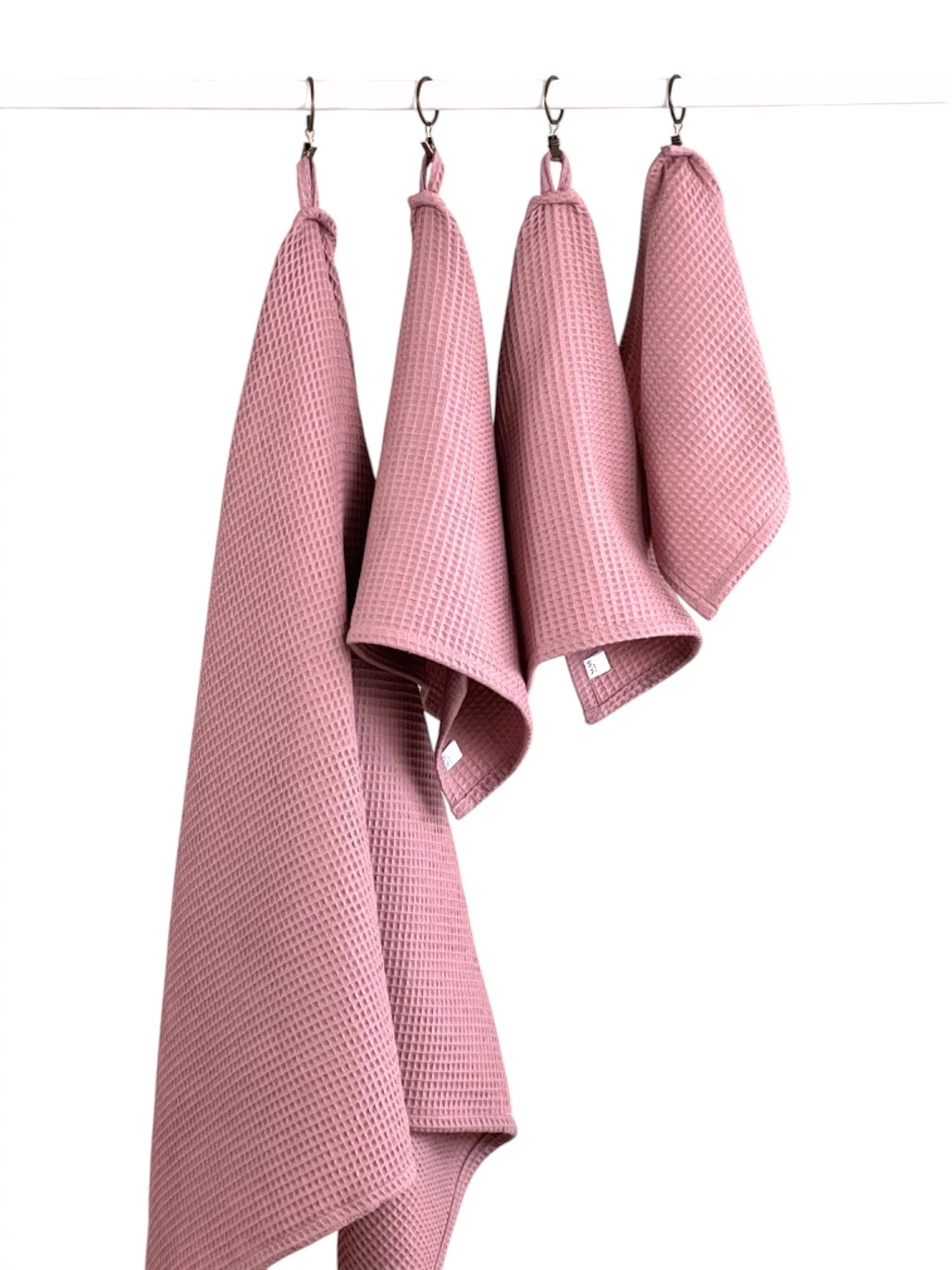 Organic Waffle Cotton Towel - Old Pink