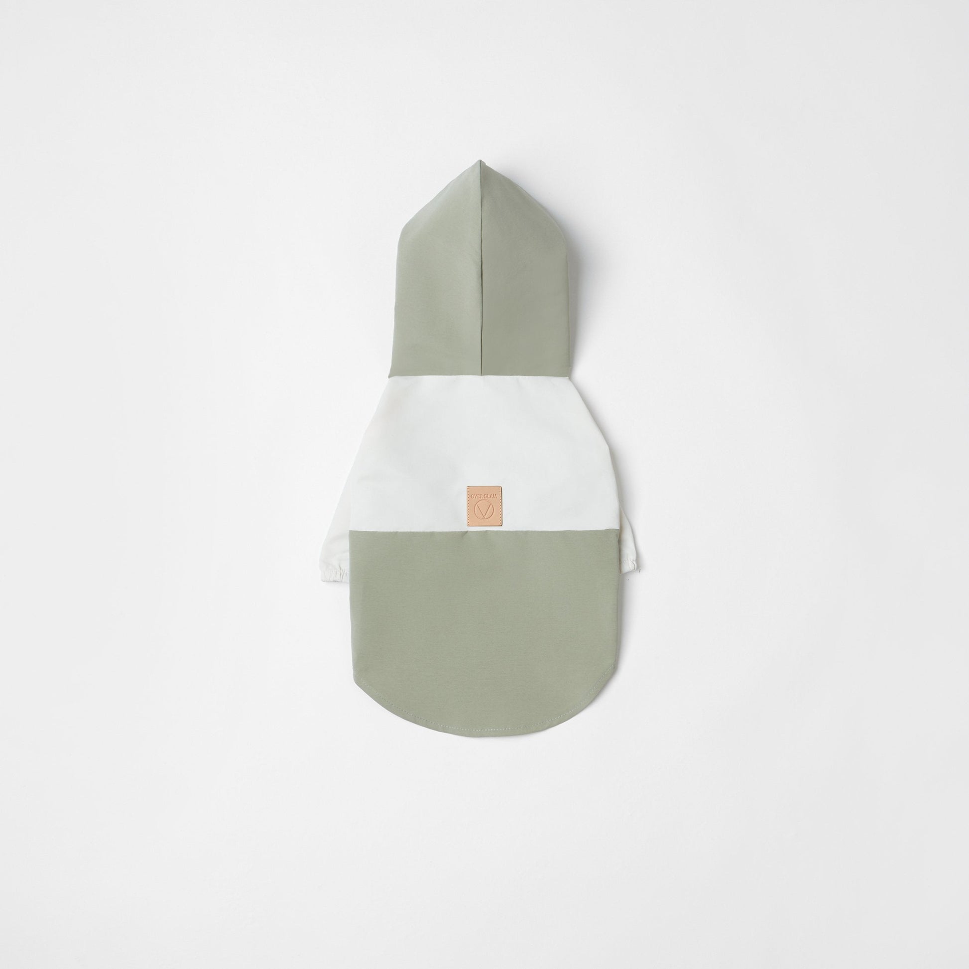Thin Coat Water Resistant Green and White with Hoodie