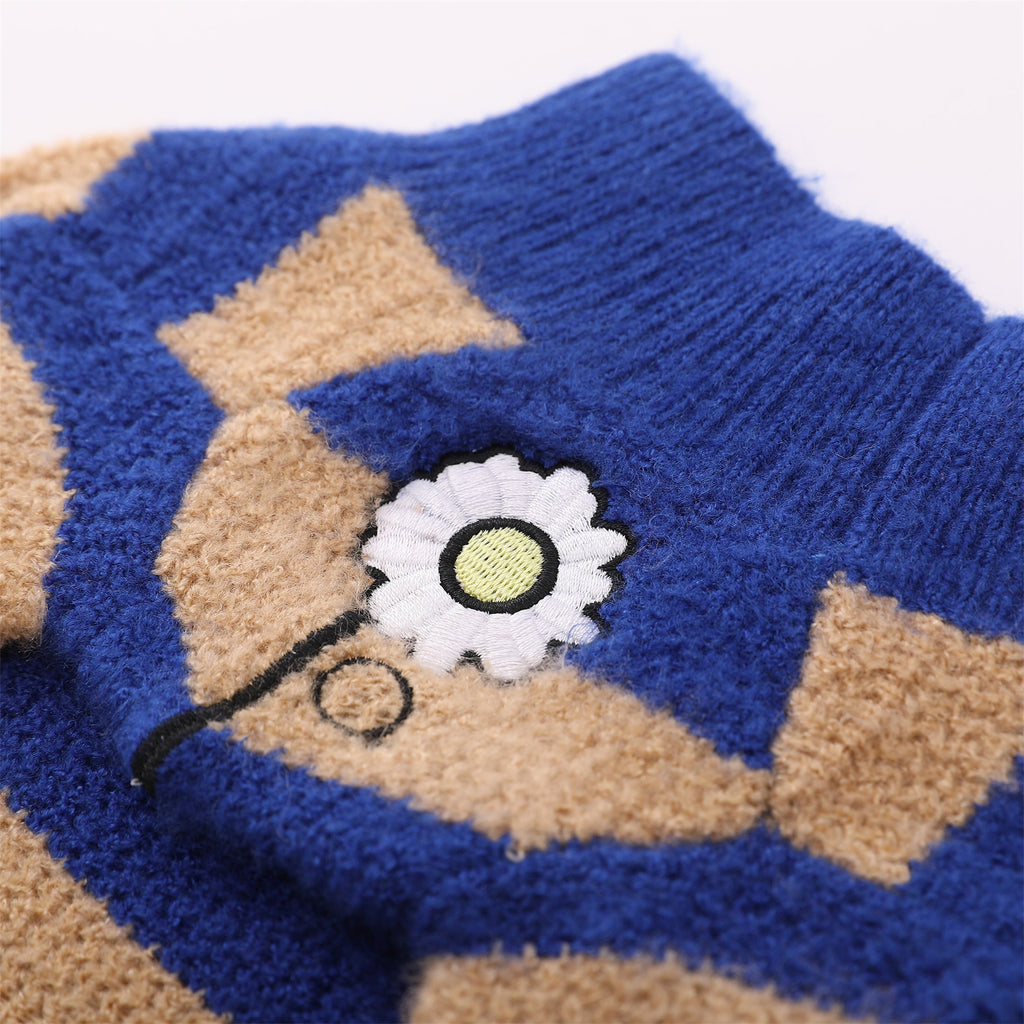 Contrast Striped Sweater in Blue and Apricot
