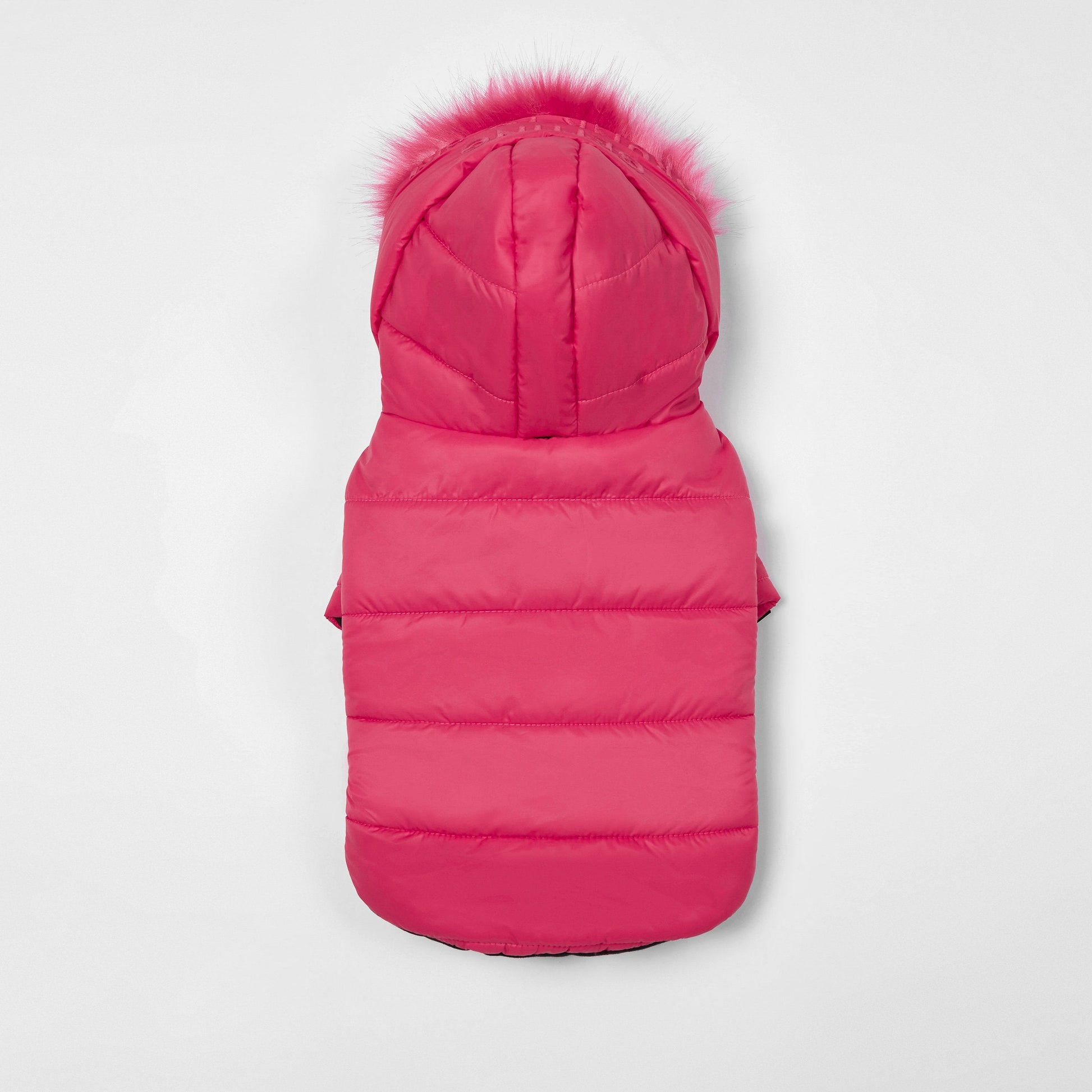 Faux Fur Zip Up Puffer Ski Jacket with Hood