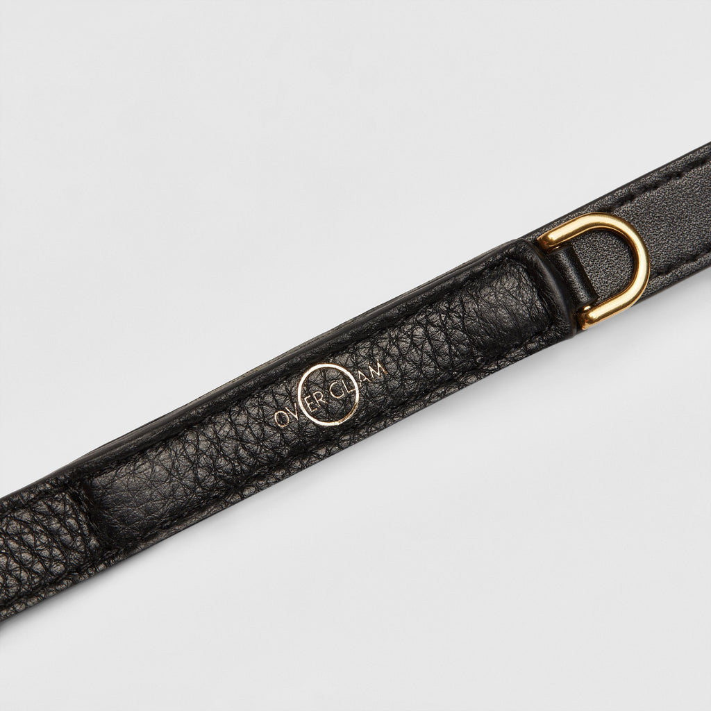 Black Leather Lead with Golden Rivets