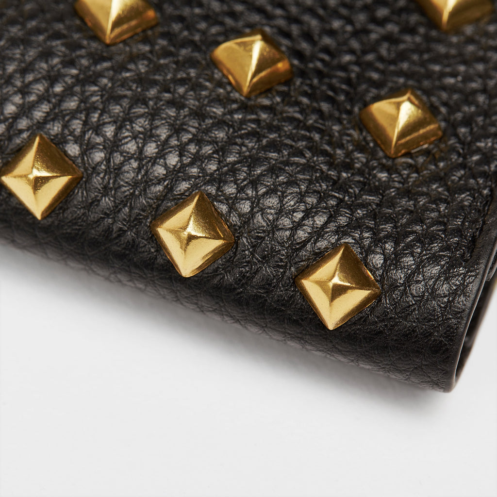 Golden Rivet Leather Pocket in Black