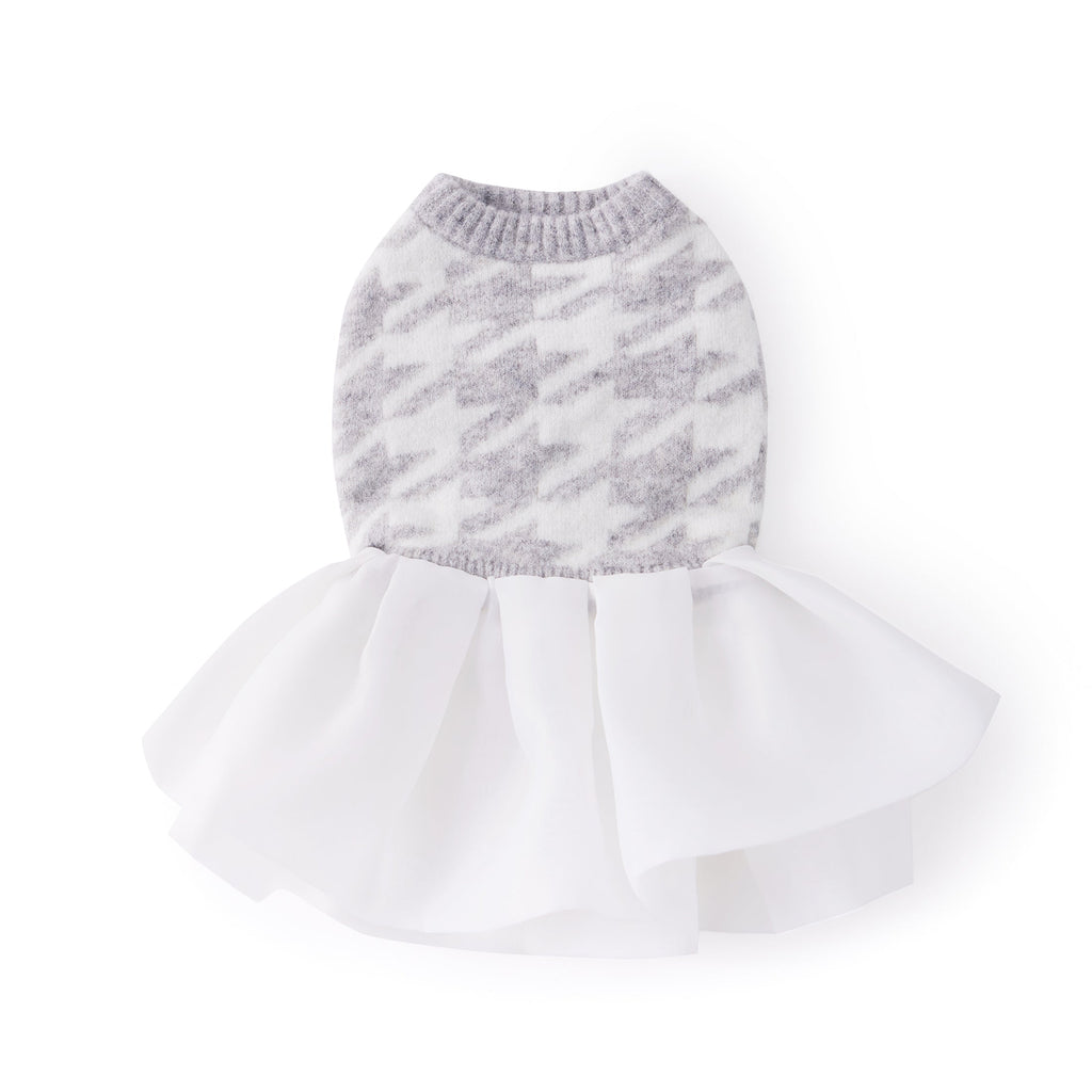 Houndstooth Jumper with Skirt in Grey