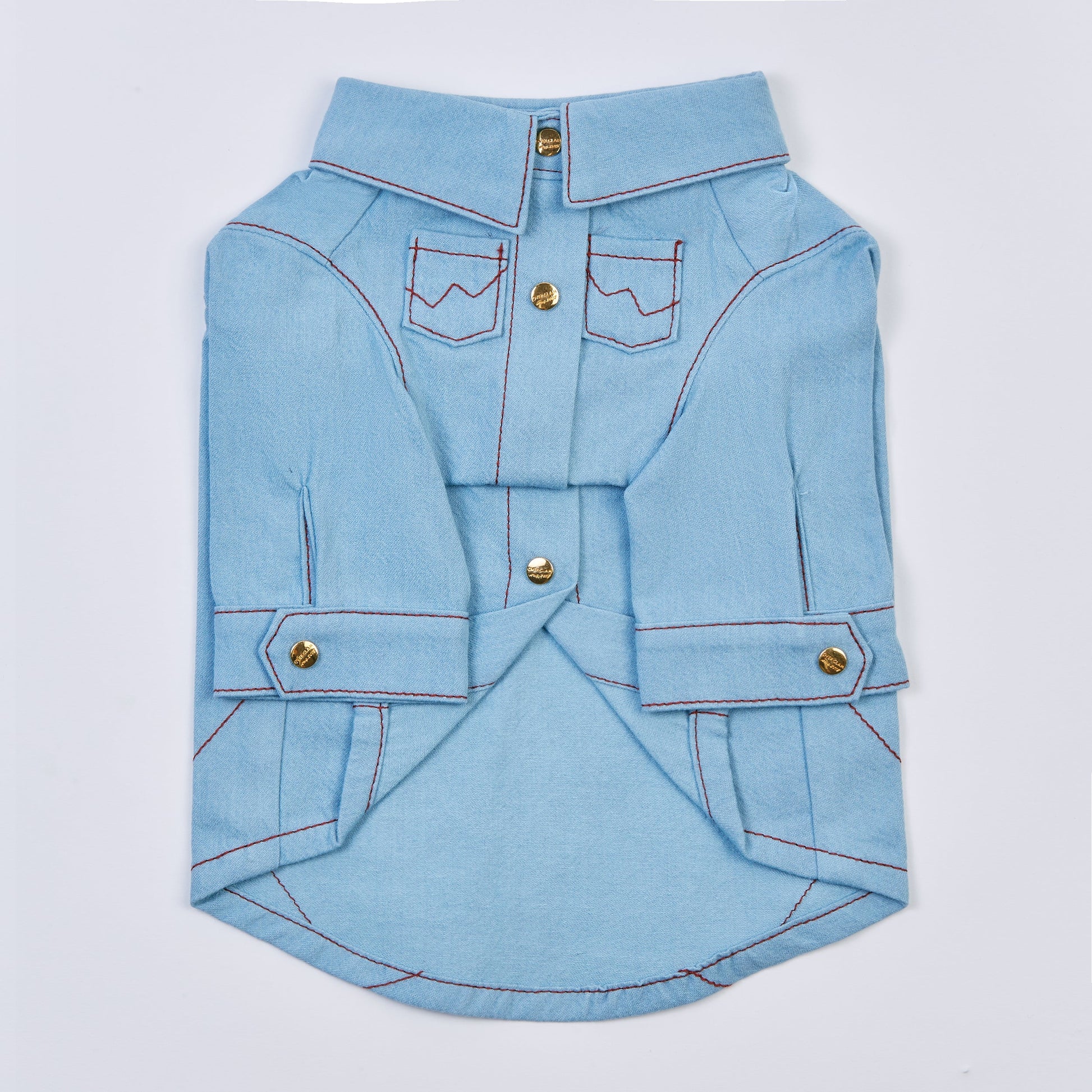 Top-Stitched Shirt (Blue)