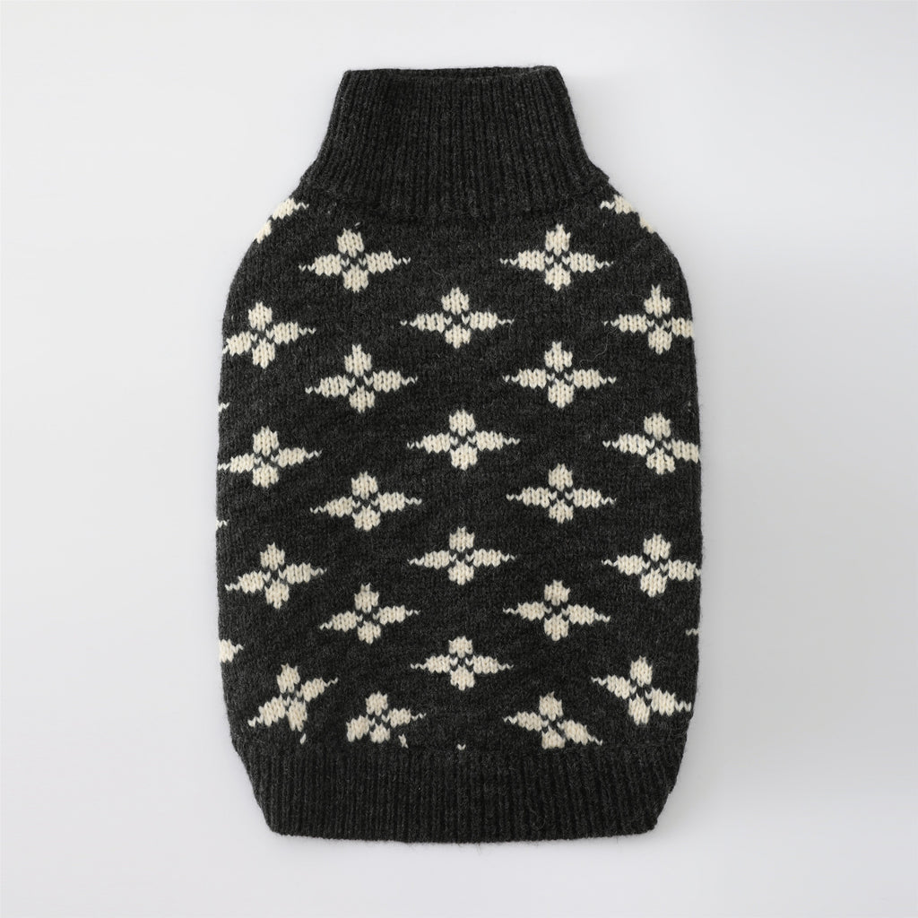 Floral Jacquard Jumper in Dark Grey