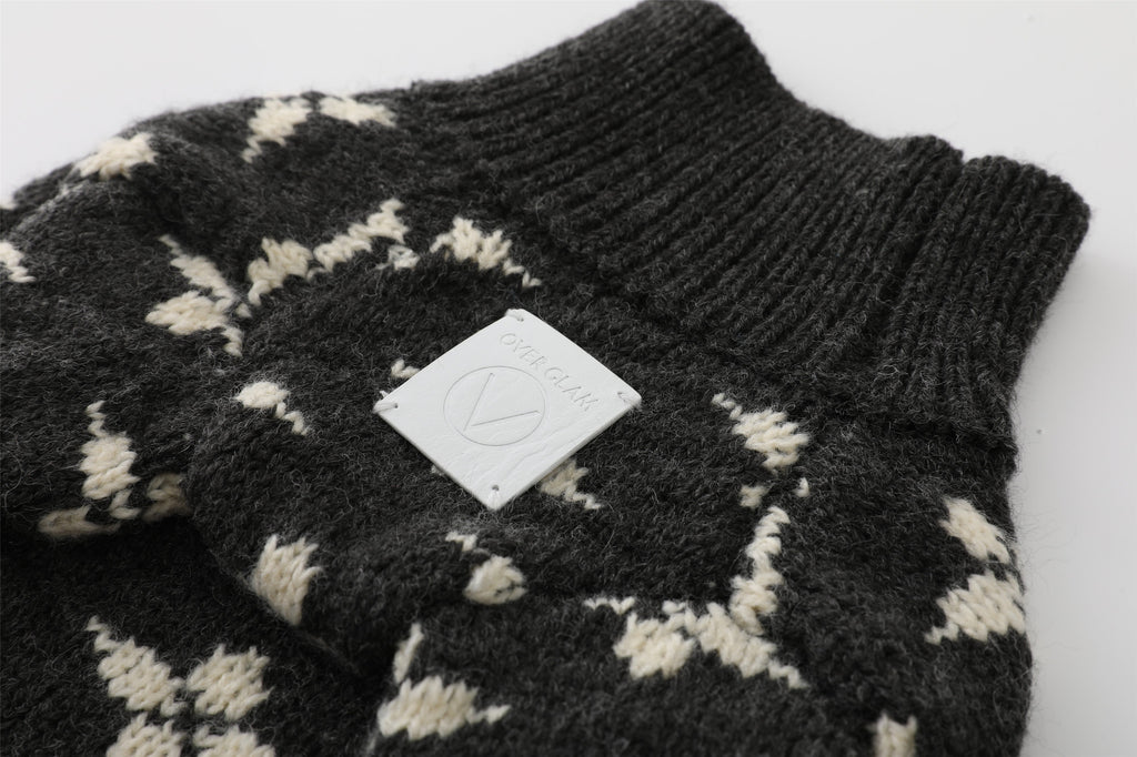 Floral Jacquard Jumper in Dark Grey