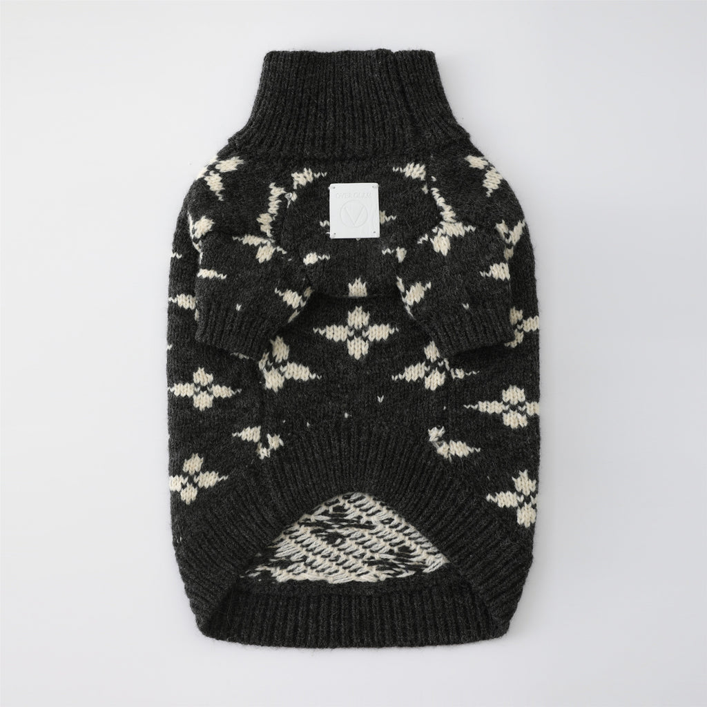 Floral Jacquard Jumper in Dark Grey
