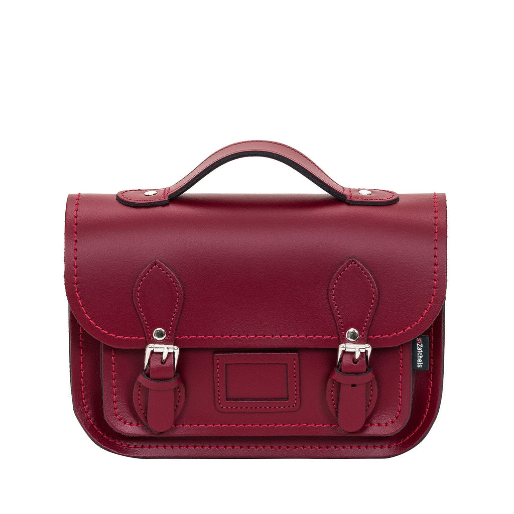 Leather Midi Satchel in Oxblood