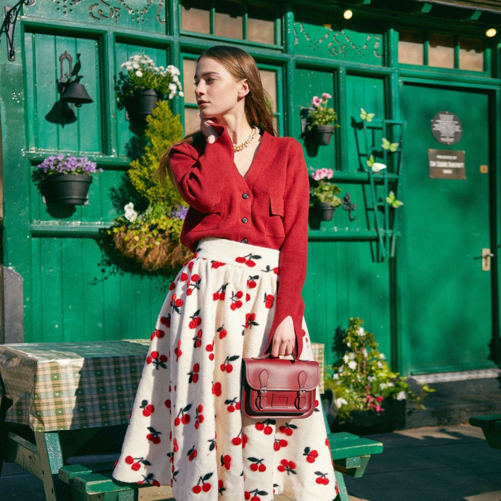 Leather Midi Satchel in Marsala Red - Pre-order Jan 2026 Delivery