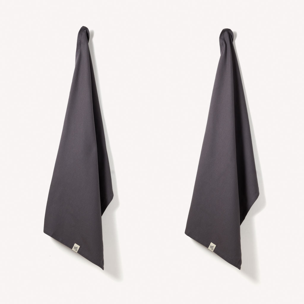 Organic Cotton Tea Towels Set of 2 Herringbone Weave