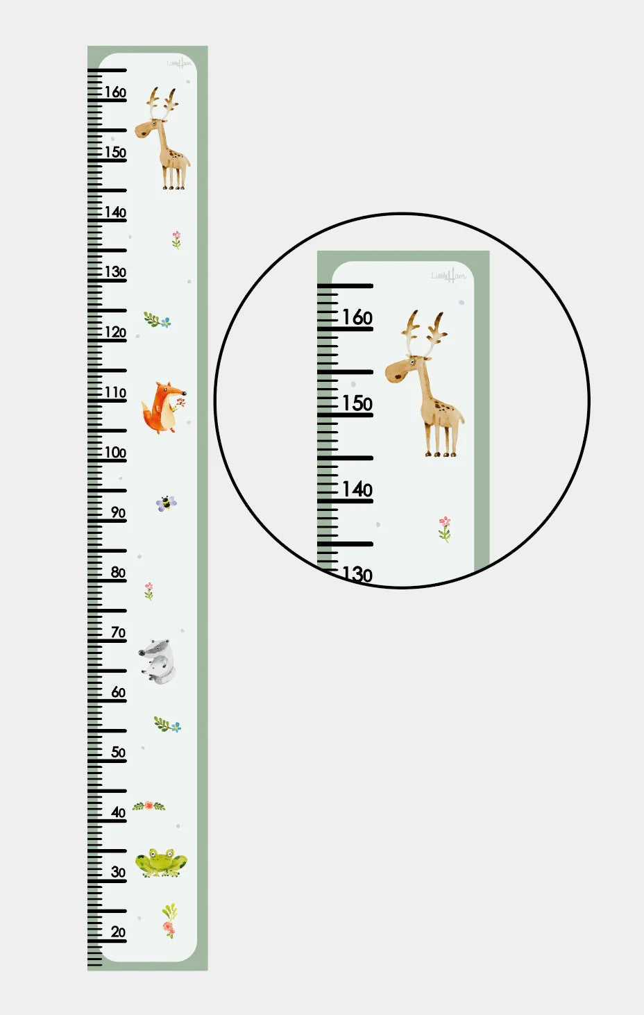 playful animal paper growth chart for kids on a sunny nursery wall